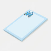 Blaues Auto mit Blasen Post-it Klebezettel (angewinkelt)