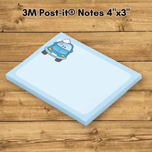 Blaues Auto mit Blasen Post-it Klebezettel