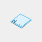 Blaues Auto mit Blasen Post-it Klebezettel (angewinkelt)
