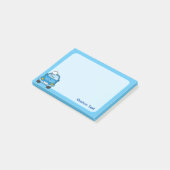 Blaues Auto mit Blasen Post-it Klebezettel (angewinkelt)