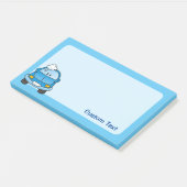 Blaues Auto mit Blasen Post-it Klebezettel (angewinkelt)