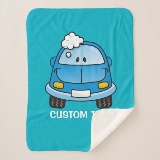 Blaues Auto mit Blasen Sherpadecke (Vorderseite)