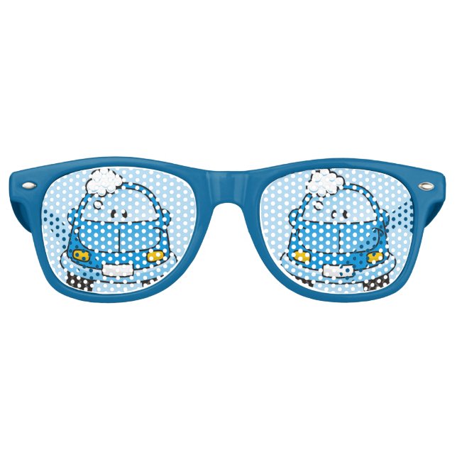 Blaues Auto mit Blasen Sonnenbrille (Vorderseite)