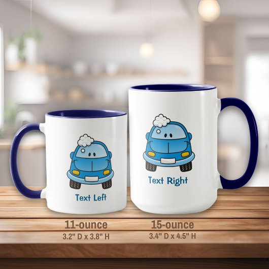 Blaues Auto mit Blasen-Tasse Tasse