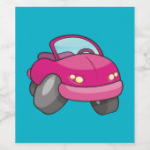 Blaues Auto mit Blasen Weinetikett (Einzelnes Label)