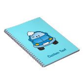 Blaues Auto mit Blasenheft Notizblock (Rechte Seite)