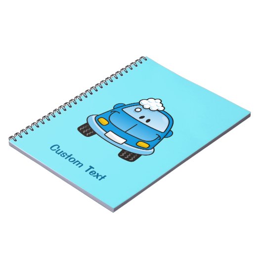 Blaues Auto mit Blasenheft Notizblock (Linke Seite)