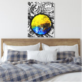 Blaues Auto mit gelben Blumen Leinwanddruck (Insitu (Schlafzimmer))