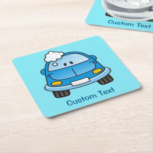 Blaues Auto mit viereckigem Untersetzer (angewinkelt)