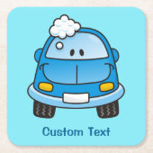 Blaues Auto mit viereckigem Untersetzer (Vorderseite)