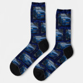 blaues Auto Muster Socken (Linkes Detail)