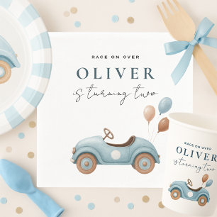 Blaues Auto zum Geburtstag Boys Birthday Serviette