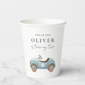 Blaues Auto zum Geburtstag | Boys Party Pappbecher (Rückseite)