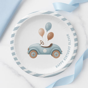 Blaues Auto zum Geburtstag   Party für benutzerdef Pappteller