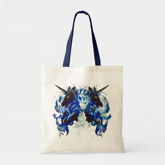 Blaues Awesomeness mit Einhörnern Tragetasche (Vorne)