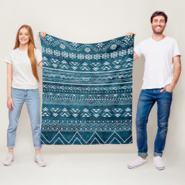 Blaues Aztec Tribal Geometrisches Muster Fleecedecke