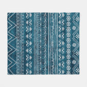 Blaues Aztec Tribal Geometrisches Muster Fleecedecke (Vorderseite (Horizontal))