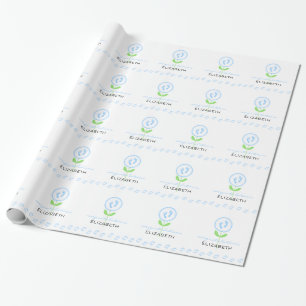 Blaues Baby-Abdruck-Blumen-Baby-Dusche Geschenkpapier