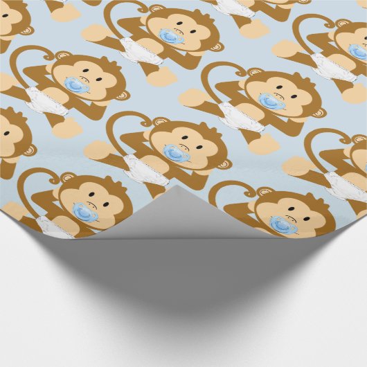 Blaues Baby-Affe in der Windel-Geschenk-Verpackung Geschenkpapier (Ecke)