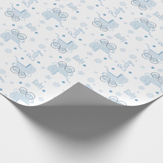 Blaues Baby-Buggy-Verpackungs-Papier Geschenkpapier (Ecke)