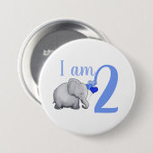 Blaues Baby-Elefant-individueller Name u. Button (Vorne & Hinten)