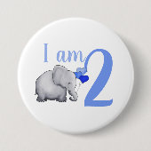 Blaues Baby-Elefant-individueller Name u. Button (Vorderseite)