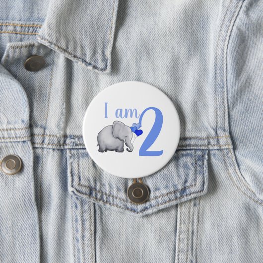 Blaues Baby-Elefant-individueller Name u. Button (Beispiel)