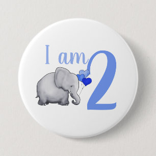 Blaues Baby-Elefant-individueller Name u. Button