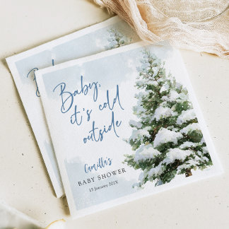 Blaues Baby, es ist kalt draußen Baby Shower Serviette
