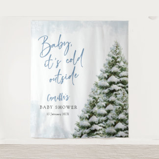 Blaues Baby, es ist kalt draußen Baby Shower Wandteppich