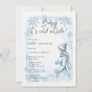 Blaues Baby, es ist kalt draußen Winter-Baby-Party Einladung