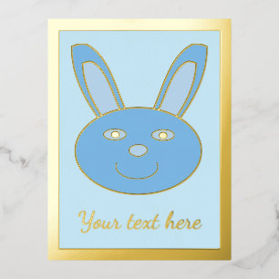 Blaues Baby Junge Bunny Gesicht Frühling Ostern Ba Folien Feiertagspostkarte