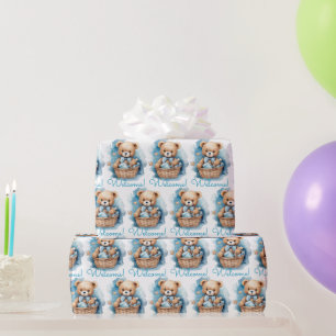 Blaues Baby-Kleinkind-Teddybär-Geschenkverpackungs Geschenkpapier
