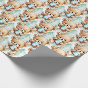 Blaues Baby-Kleinkind-Teddybär-Geschenkverpackungs Geschenkpapier