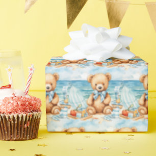 Blaues Baby-Kleinkind-Teddybär-Geschenkverpackungs Geschenkpapier