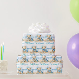 Blaues Baby-Kleinkind-Teddybär-Geschenkverpackungs Geschenkpapier