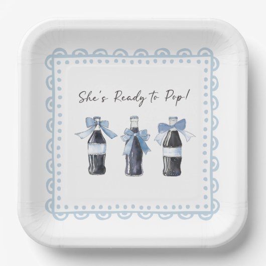 Blaues Baby-Soda Ready to POP Pappteller (Vorderseite)