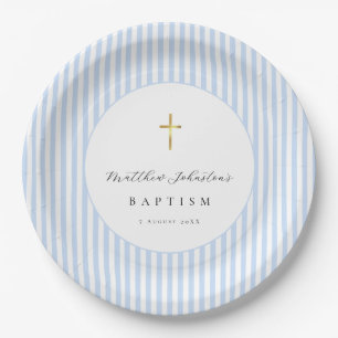 Blaues Baby-Taufpapier Pappteller