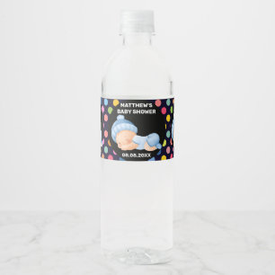 Blaues Babyshower, Baby Boy Shower Wasserflaschenetikett
