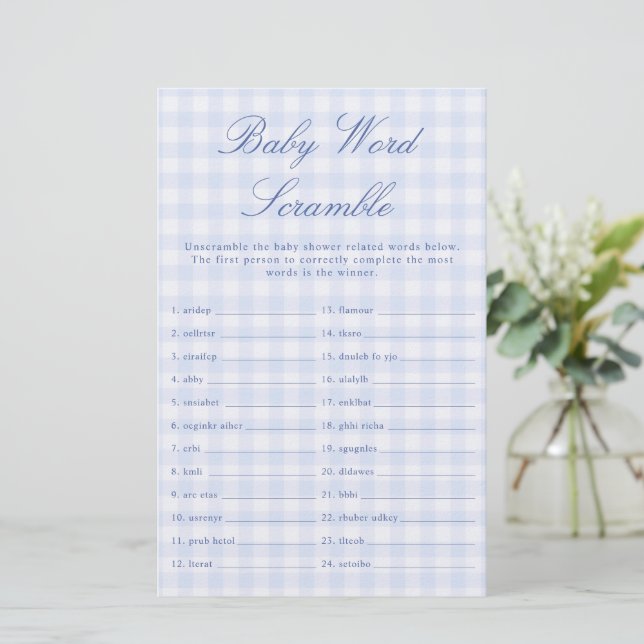 Blaues Babyshower-Wortwirrwarr (Stehend Vorderseite)