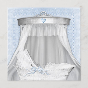 Blaues Babywiegen-Babyshower Einladung
