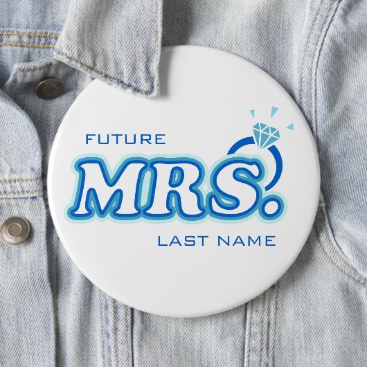 Blaues Bachelorette "zukünftige Frau" Button (Beispiel)