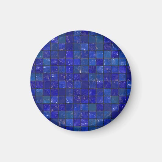 Blaues Bad Tiles Magnet (Vorne)
