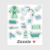 Blaues Bad und Beauty Niedlich Aufkleber (Blatt)