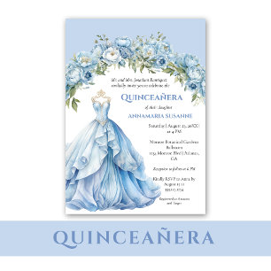 Blaues Ballkleid Blaues Blumenkleid Quinceañera   Einladung
