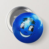 Blaues Ballongesicht Button (Vorne & Hinten)