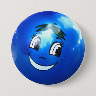 Blaues Ballongesicht Button