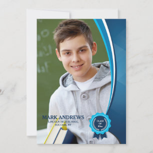 Blaues Band-Absolvent-Foto-Mitteilung Ankündigung