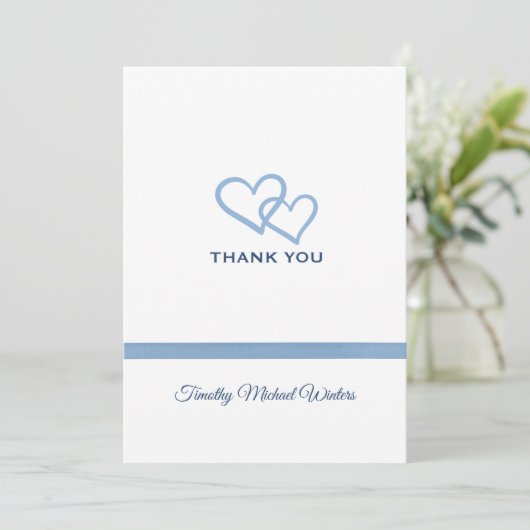 Blaues Band danken Ihnen zu kardieren Dankeskarte (Stehend Vorderseite)