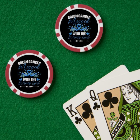 Blaues Band Darmkrebs Mädchen Überlebende Pokerchips (Pokertisch (doppelt))